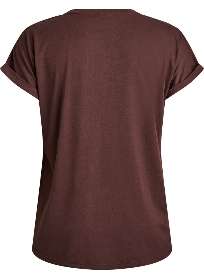 Kurz&auml;rmeliges T-Shirt aus Baumwollmischgewebe, Braun, Packshot image number 1