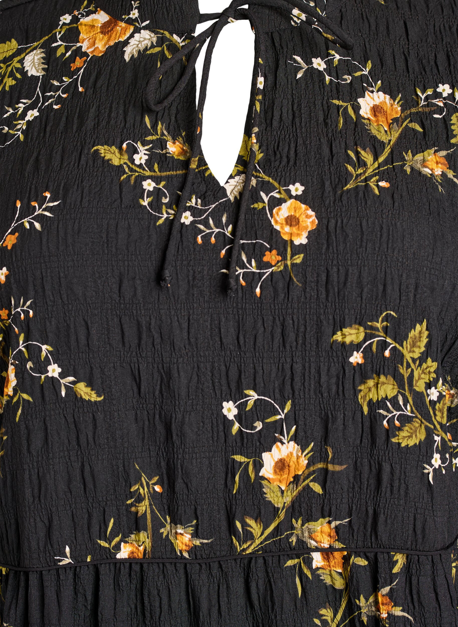 ZizziGebl&uuml;mtes Kleid mit Bindeverschluss, Schwarz, Packshot image number 2