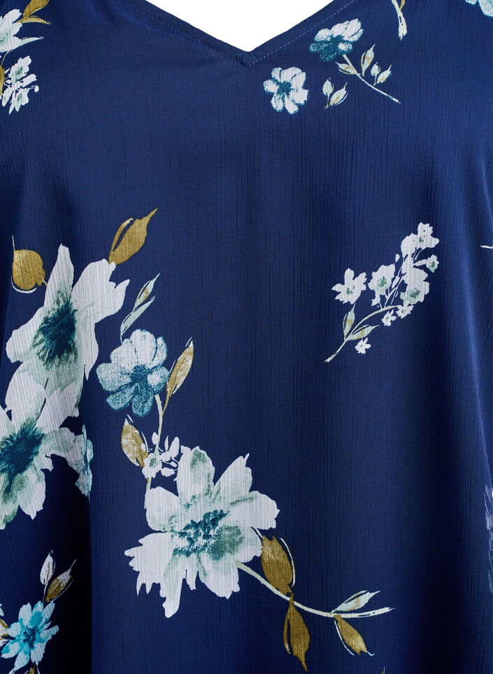 Bluse aus Chiffon mit gebl&uuml;mtem Print und langen &Auml;rmeln, Blau, Packshot image number 2