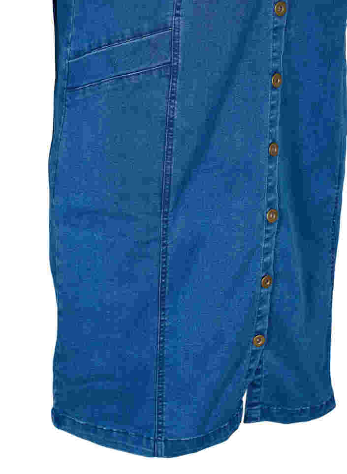 Hemdblusenkleid aus Denim mit 3/4-Ärmeln, Blue denim, Packshot image number 3