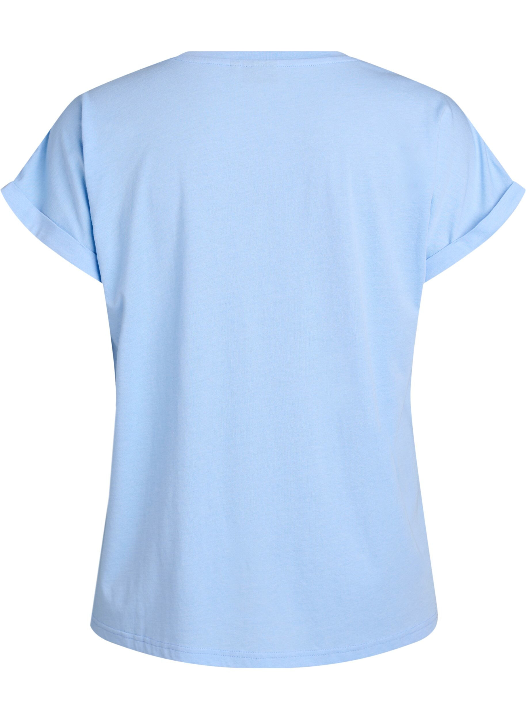 ZizziKurz&auml;rmeliges T-Shirt aus einer Baumwollmischung, Blau, Packshot image number 1