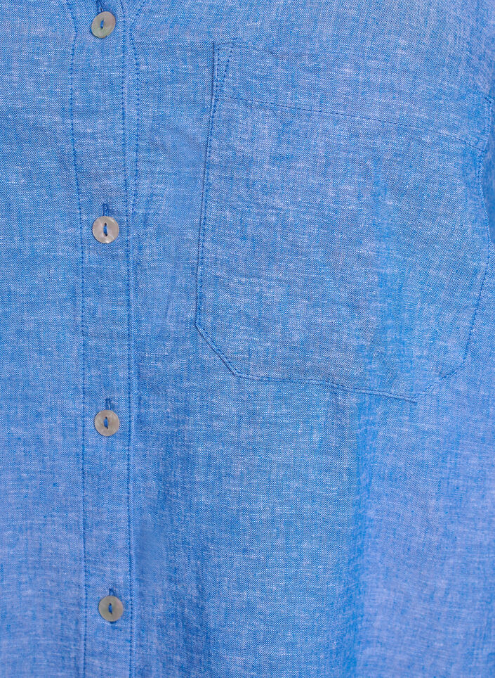Bluse aus Leinen und Viskose mit 3/4-&Auml;rmeln, Blau, Packshot image number 3