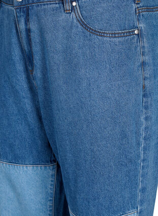 Mille Mom-Fit-Jeans im Color-Blocking-Design mit hoher Taille, Light Blue Denim, Packshot image number 2