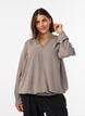 Bluse in Ballon-Silhouette mit V-Ausschnitt, Beige, Model image number 0