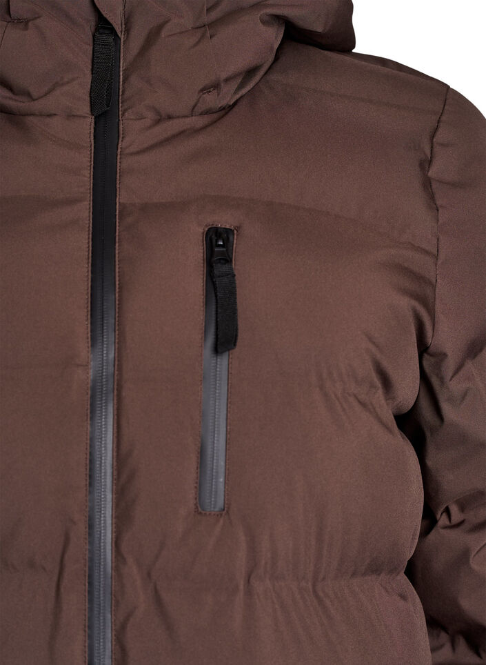 Puffermantel mit Kapuze und Taschen, Braun, Packshot image number 2