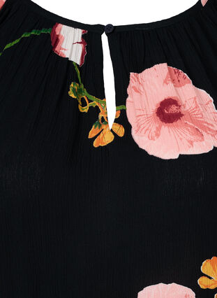Viskosetunika mit Print und 3/4-Ärmeln, Black Big Flower, Packshot image number 2