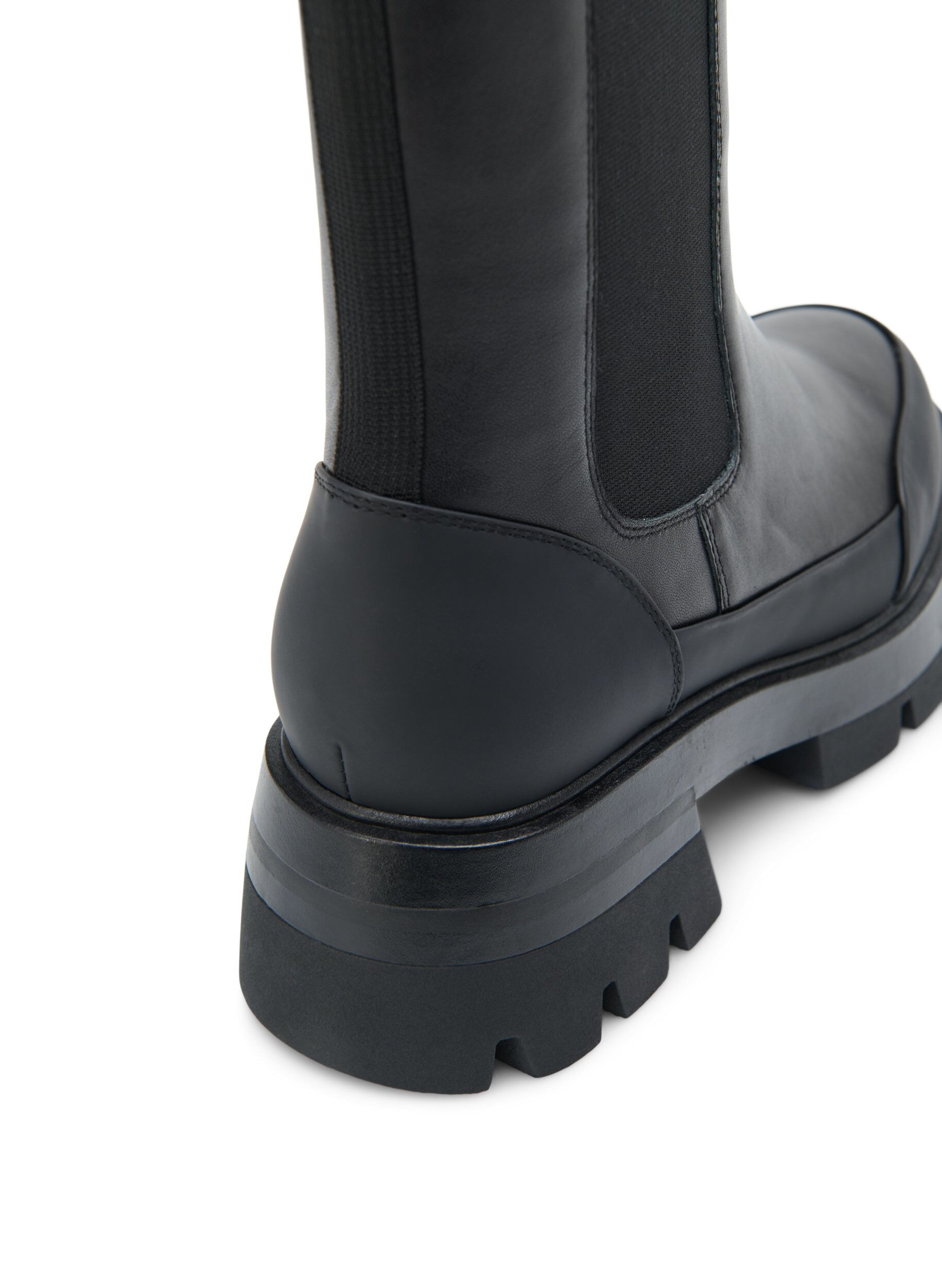 ZizziWeite Passform Lederstiefel mit dicker Sohle, Black, Packshot image number 3