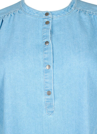 A-förmiges Jeanskleid mit kurzen Ärmeln, Light blue denim, Packshot image number 2