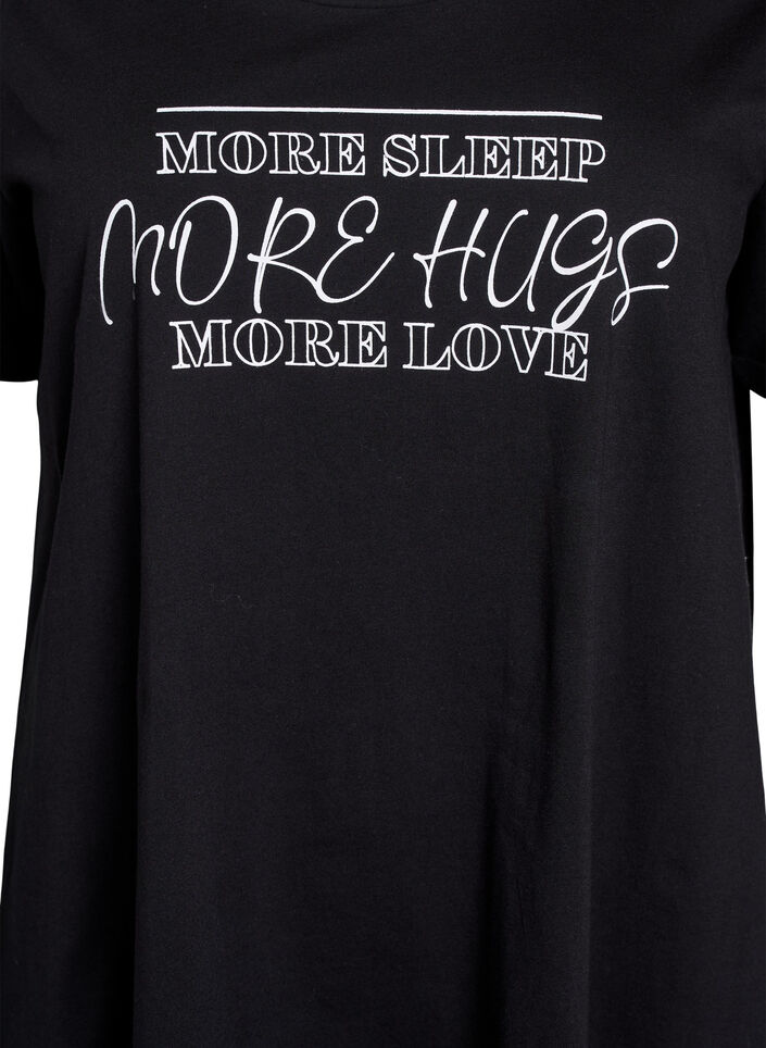 Kurzärmeliges Nachthemd aus Bio-Baumwolle, Schwarz, Packshot image number 2