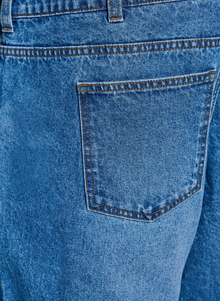 Jeans-Latzhose mit weitem Bein, Blau, Packshot