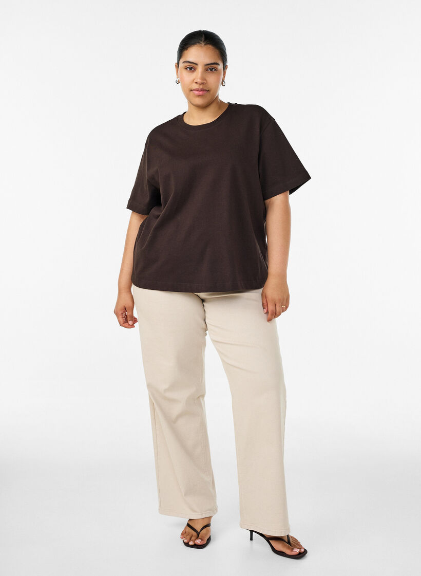 Kastiges T-Shirt aus Baumwolle, Braun, Model image number 1