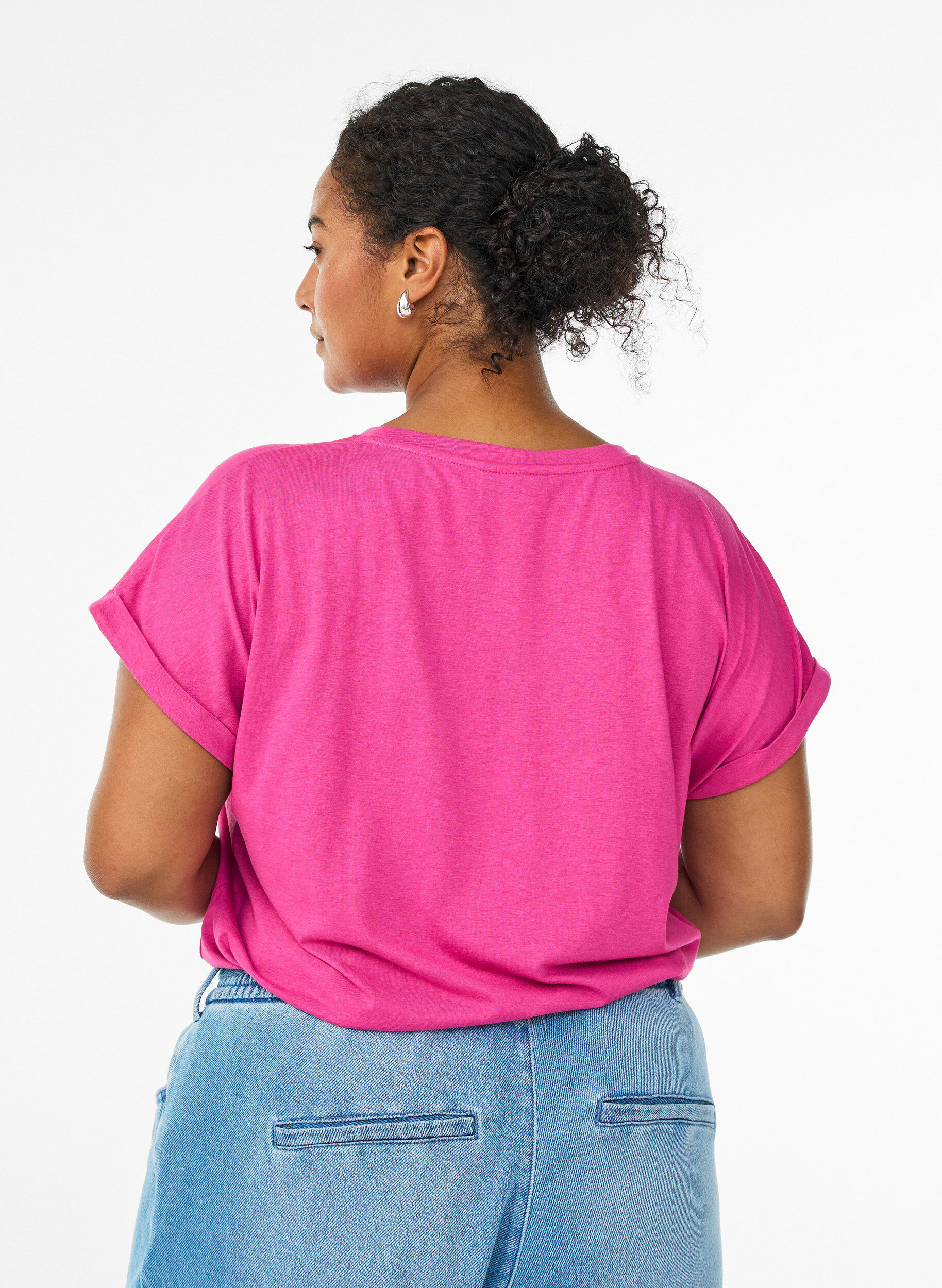 ZizziKurz&auml;rmliges T-Shirt aus einer Baumwollmischung, Rot, Model image number 2