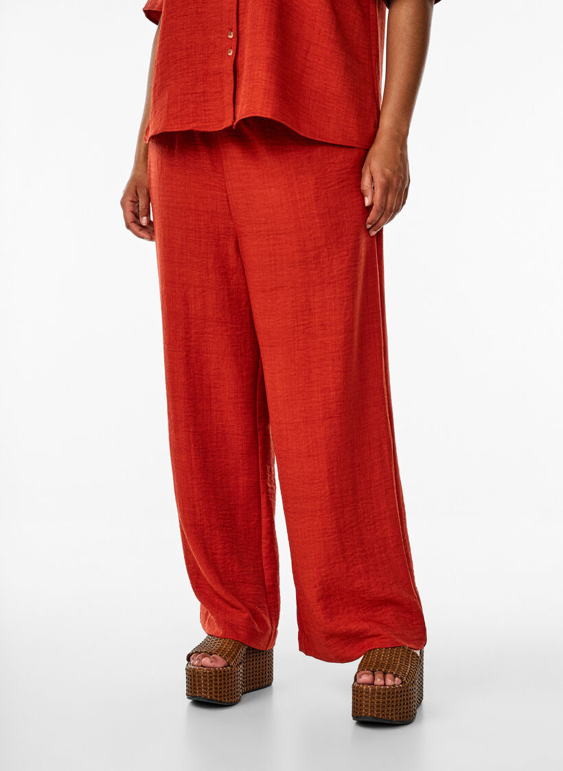 Lockere Hose mit elastischem Bund und Taschen, Rot, Model image number 2