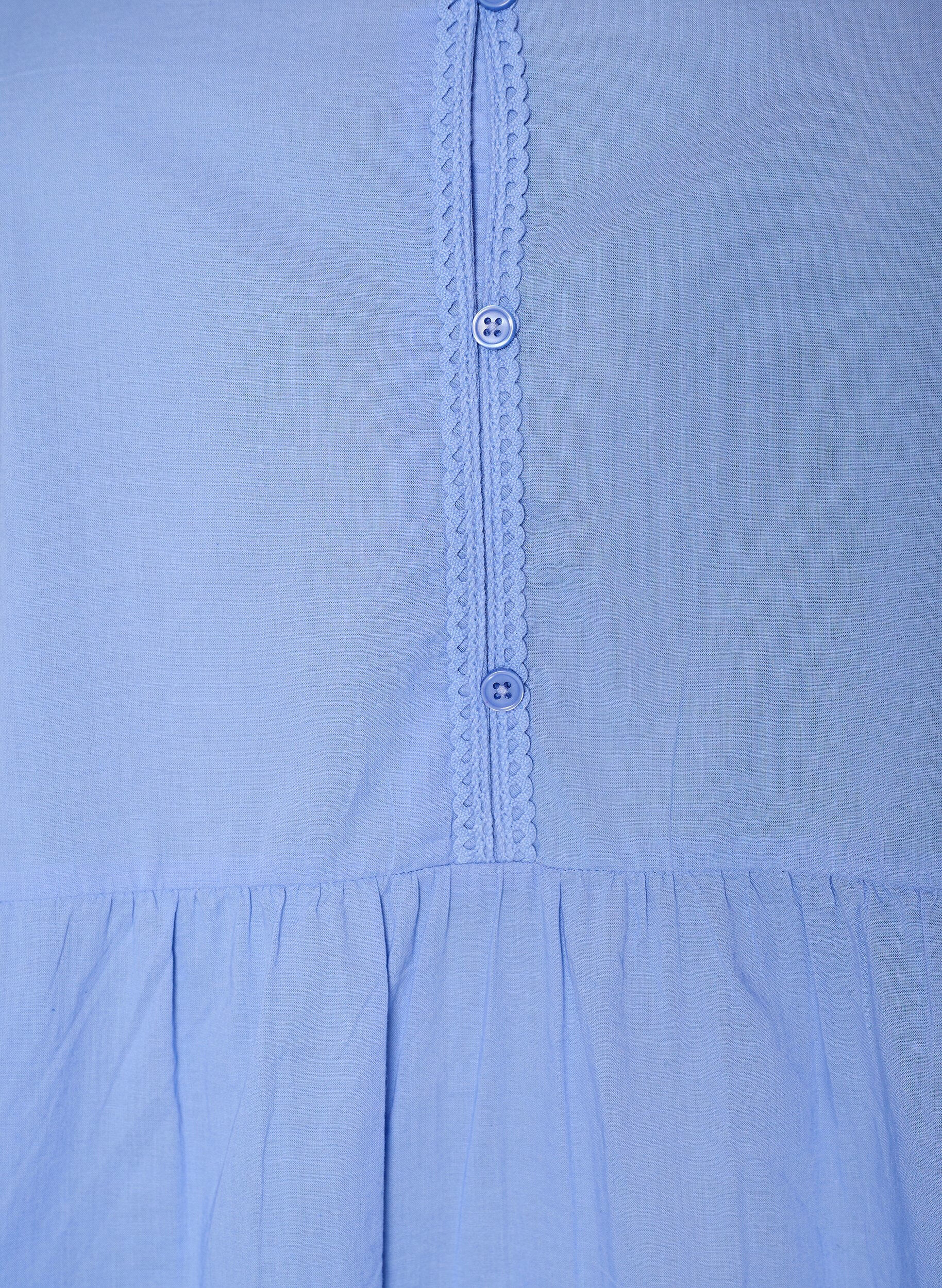ZizziTunika aus Baumwolle mit V-Ausschnitt und H&auml;kelspitze, Blau, Packshot image number 2
