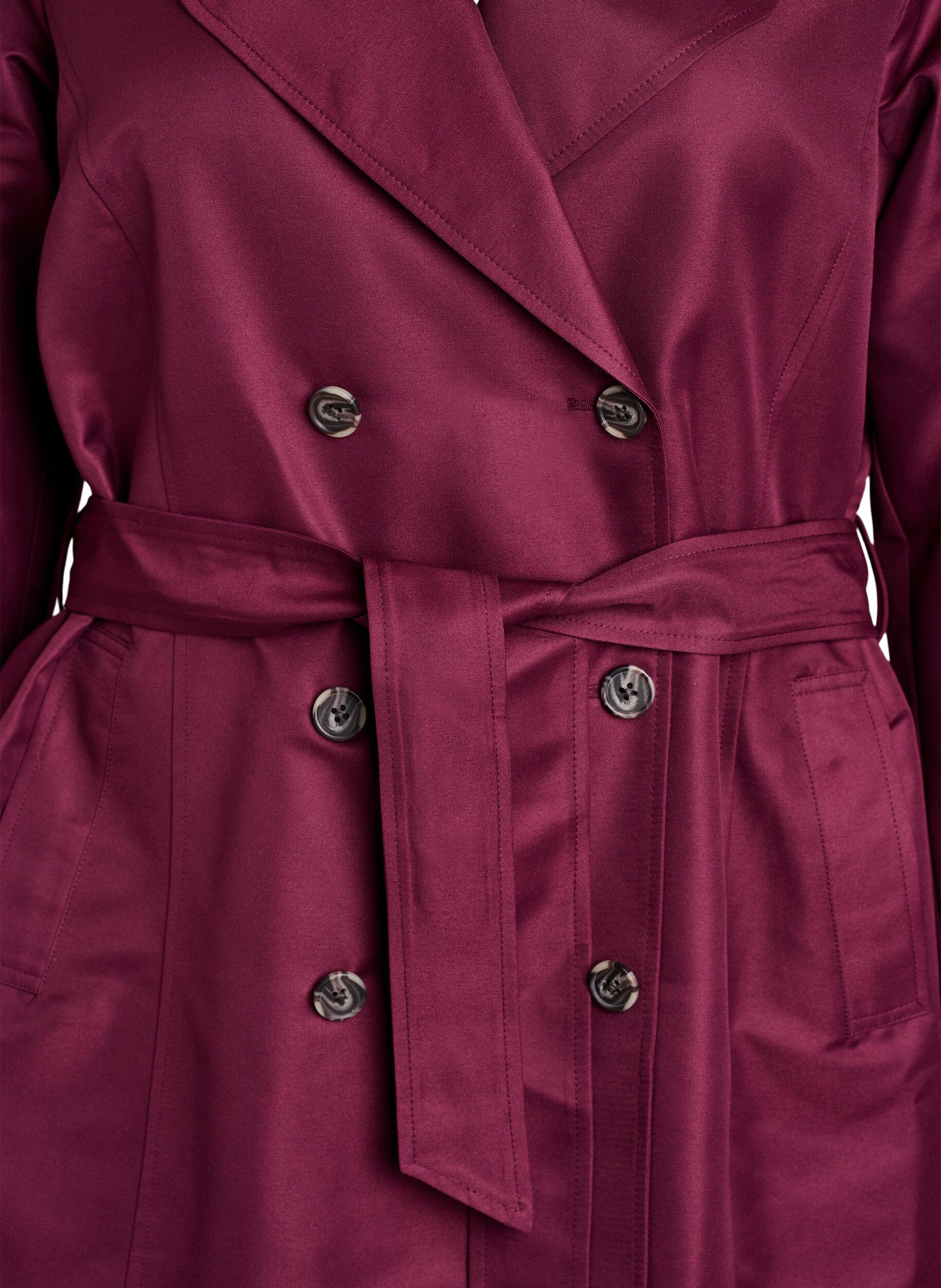ZizziKurzer Trenchcoat mit G&uuml;rtel, Dunkles Bordeaux, Packshot image number 2