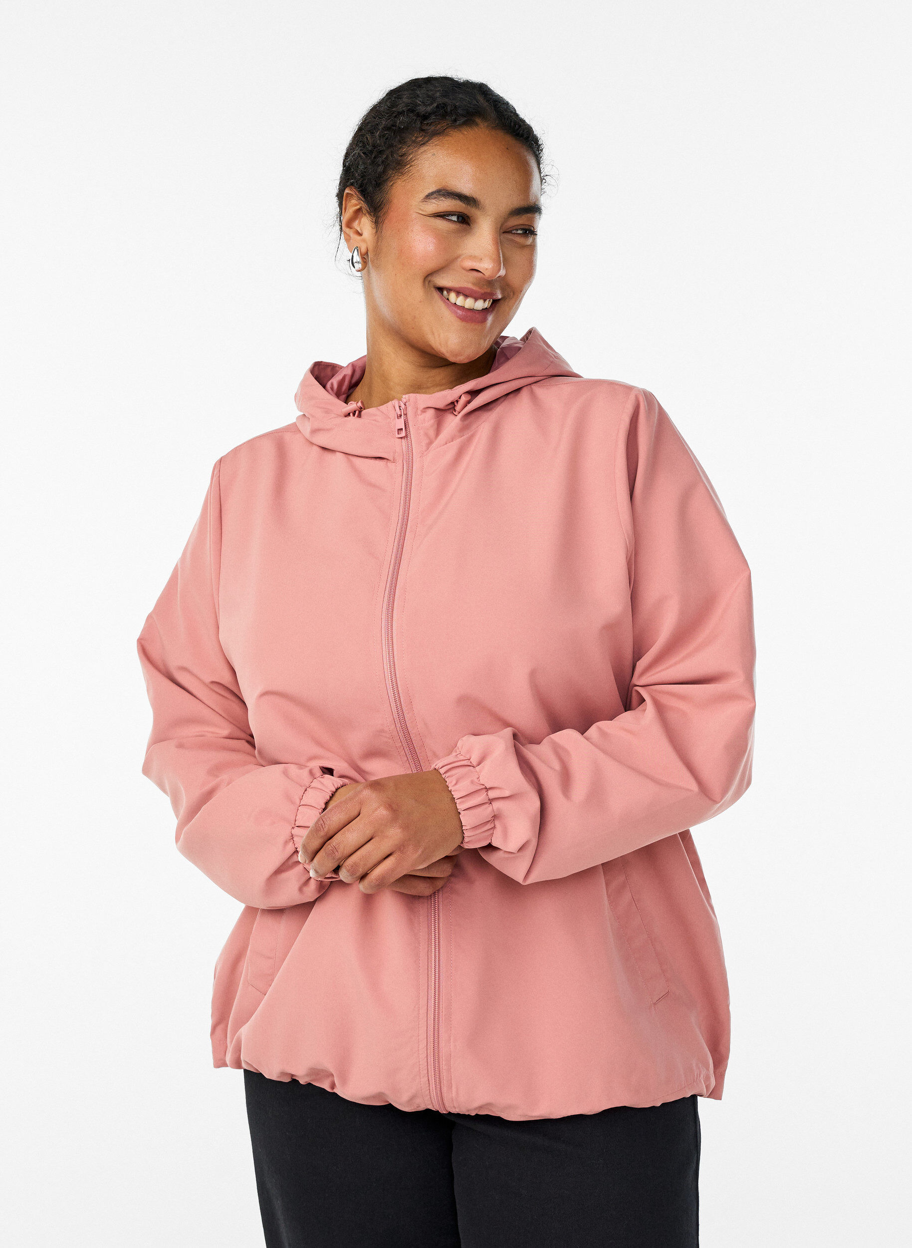 Leichte Jacke mit Kapuze und Rei&szlig;verschluss, Rot, Model