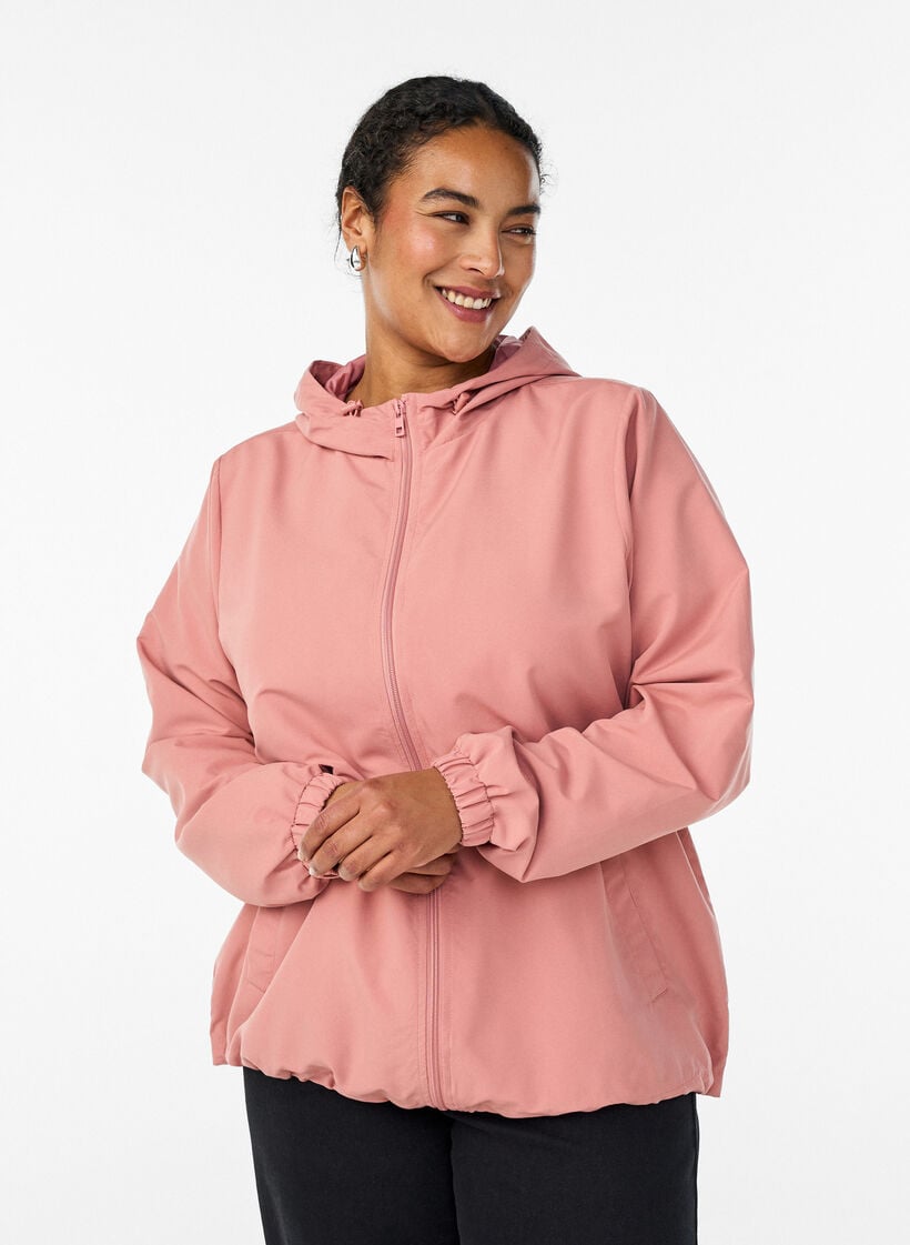 Leichte Jacke mit Kapuze und Rei&szlig;verschluss, Rot, Model image number 0