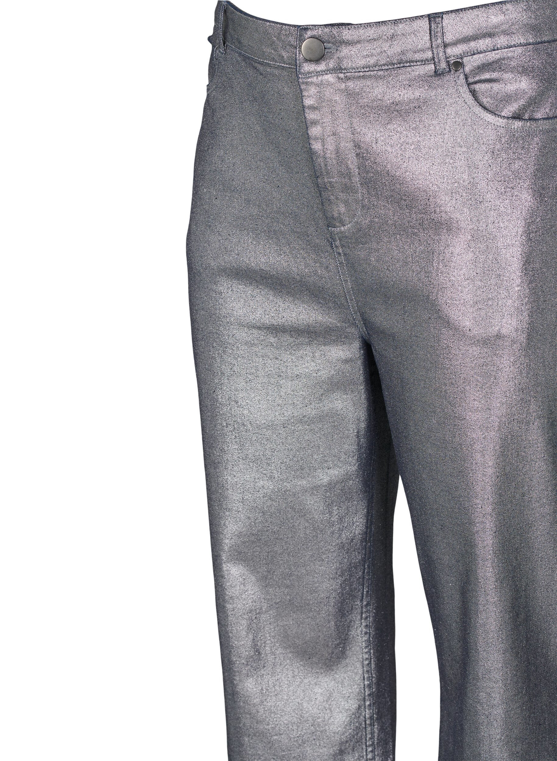 ZizziSilberbeschichtete Jeans mit hoher Taille, Gun Silver , Packshot image number 2
