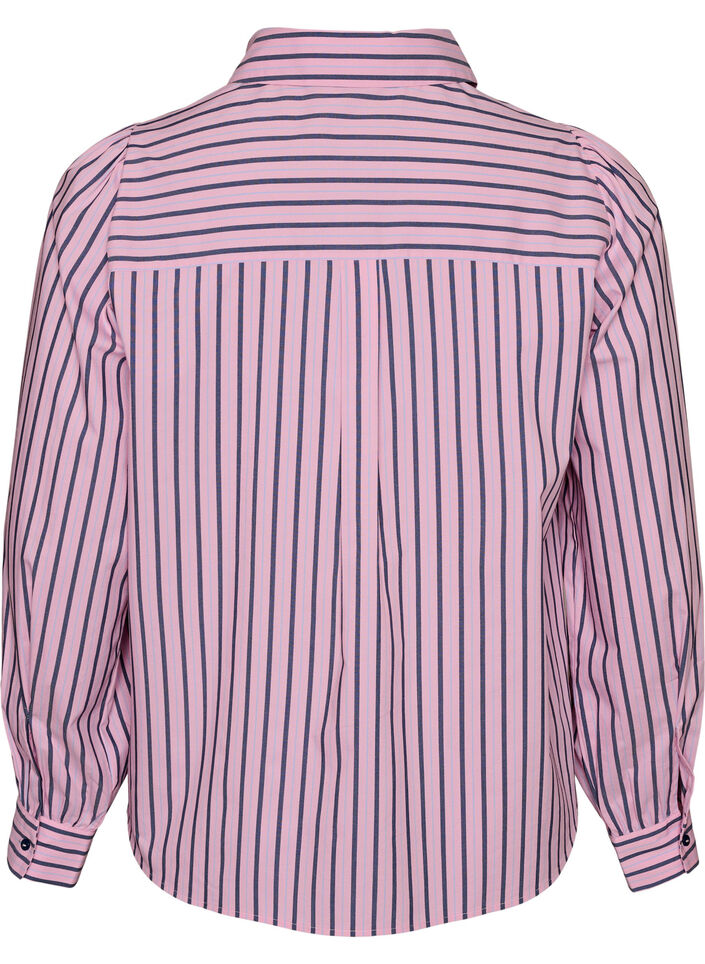 Gestreifte Hemd mit klassischem Kragen und langen &Auml;rmeln, Pink, Packshot image number 1