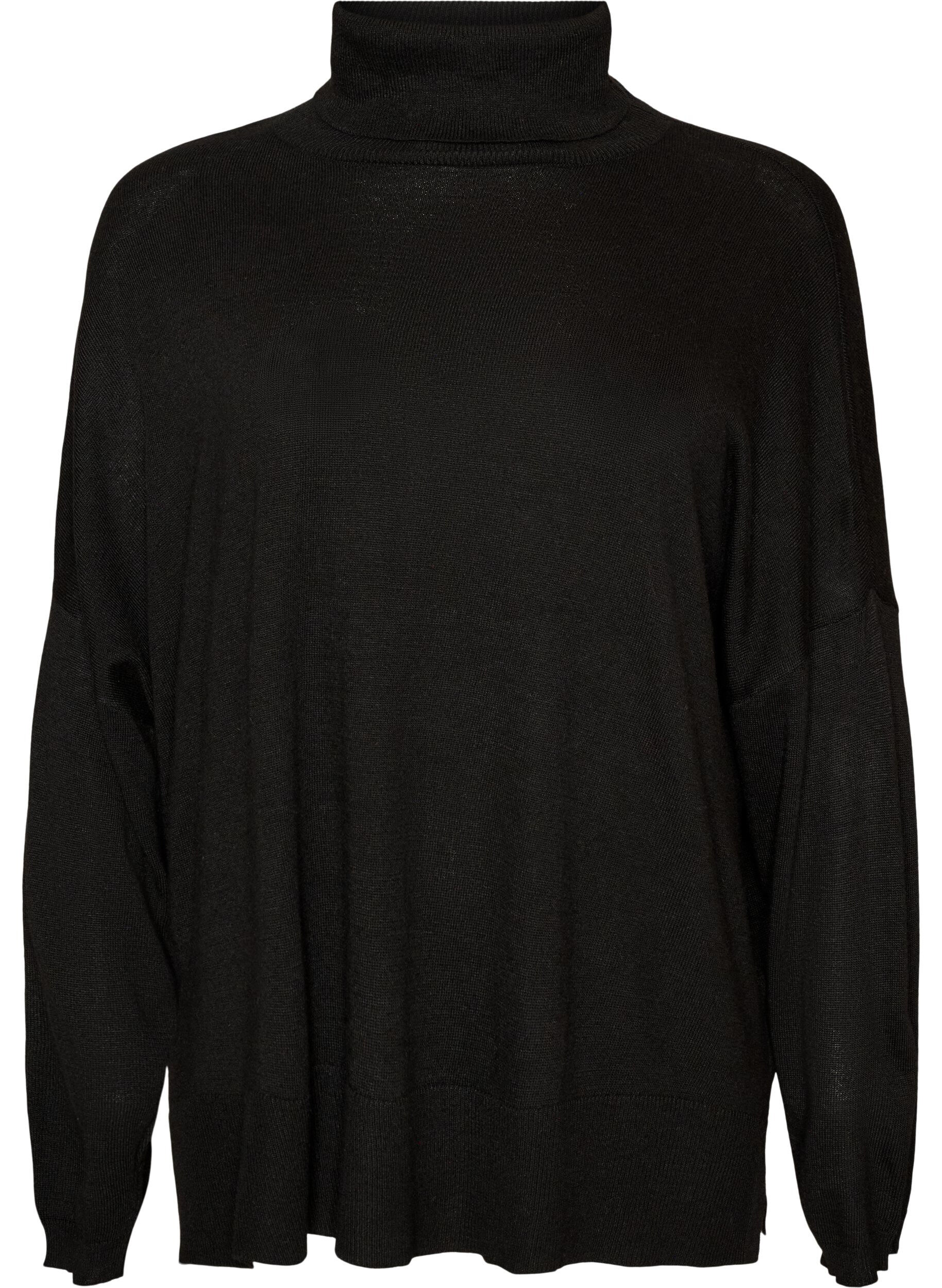 ZizziRollkragenpullover mit lockerer Passform, Schwarz, Packshot image number 0