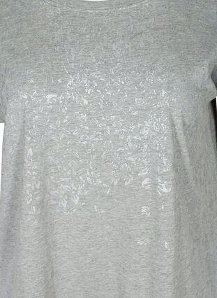 Kurzarm T-Shirt mit Tone-in-tone Print, Light Grey Melange, Packshot image number 2