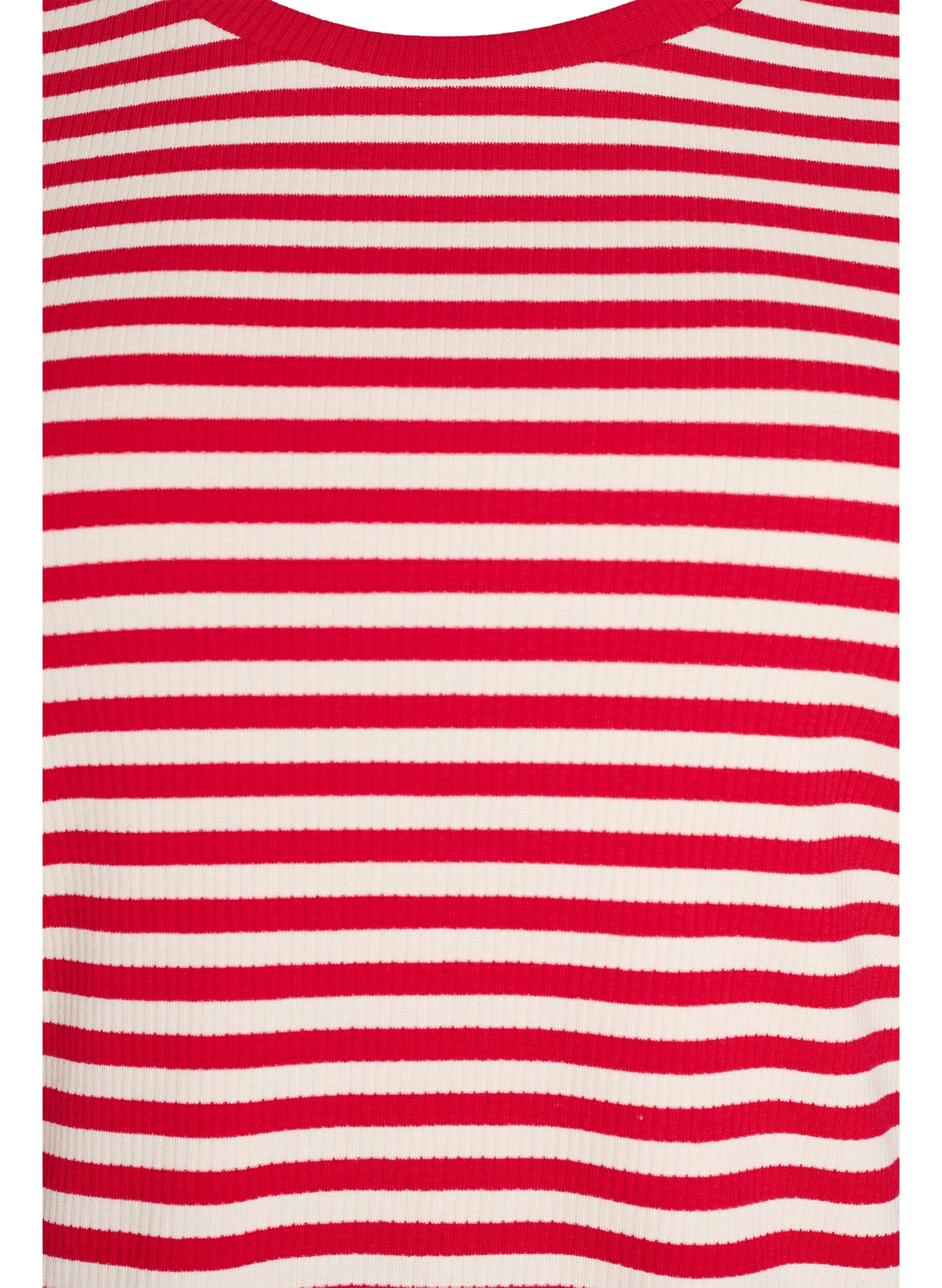 ZizziGestreiftes T-Shirt mit gerippter Struktur, Rot, Packshot image number 2