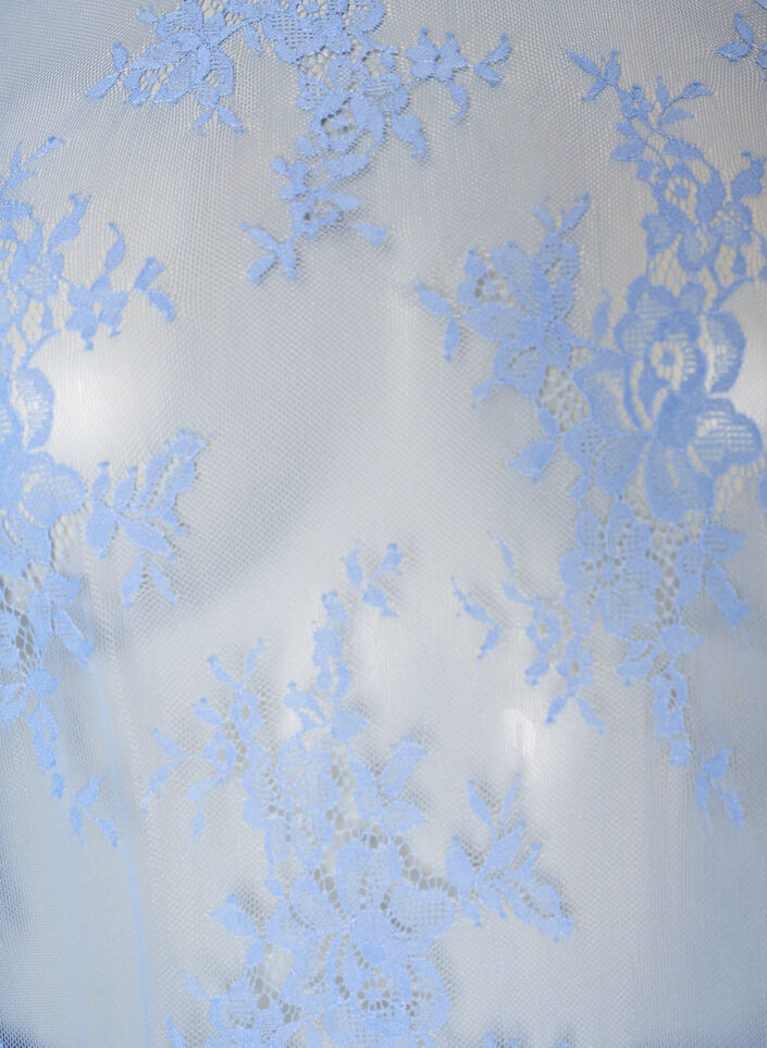 Midikleid aus transparenter Spitze mit kurzen &Auml;rmeln, lila, Packshot