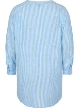 Gestreifte Hemdbluse aus 100% Baumwolle, Lichen Blue Stripe , Packshot image number 1