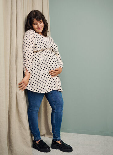 Schwangerschaftsbluse aus Viskose mit Print, Off White Dot, Image image number 0