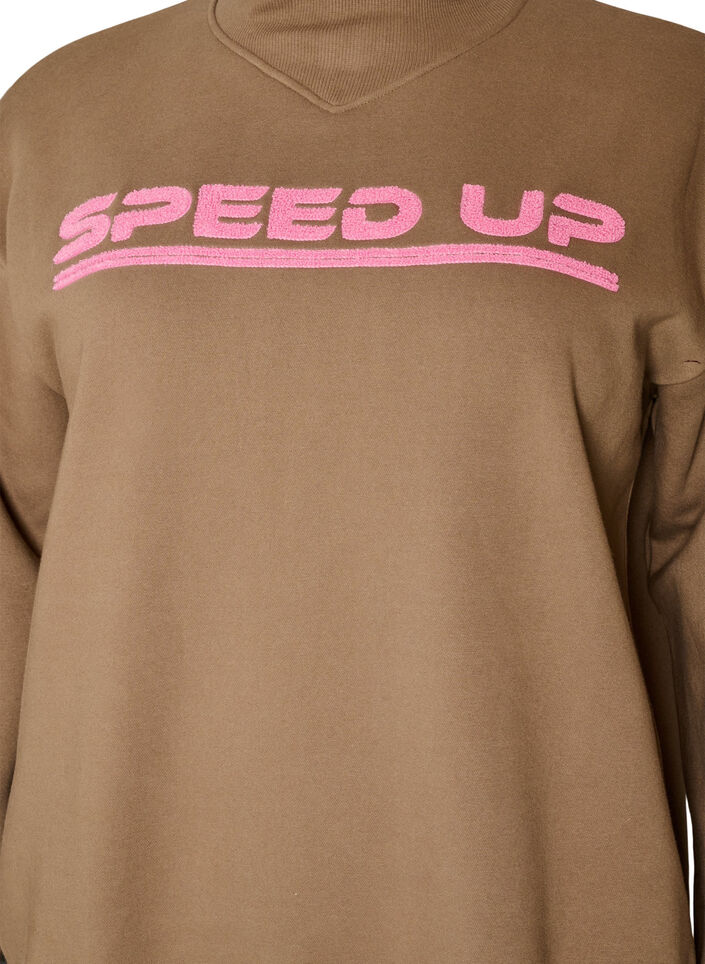 Sweatshirt mit hohem Kragen und sportlichem Frontmotiv, Braun, Packshot image number 2