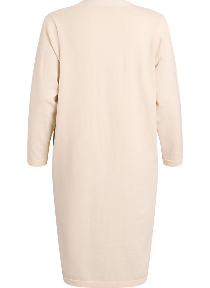 Lange, offene Strickjacke mit Taschen, Beige, Packshot image number 1