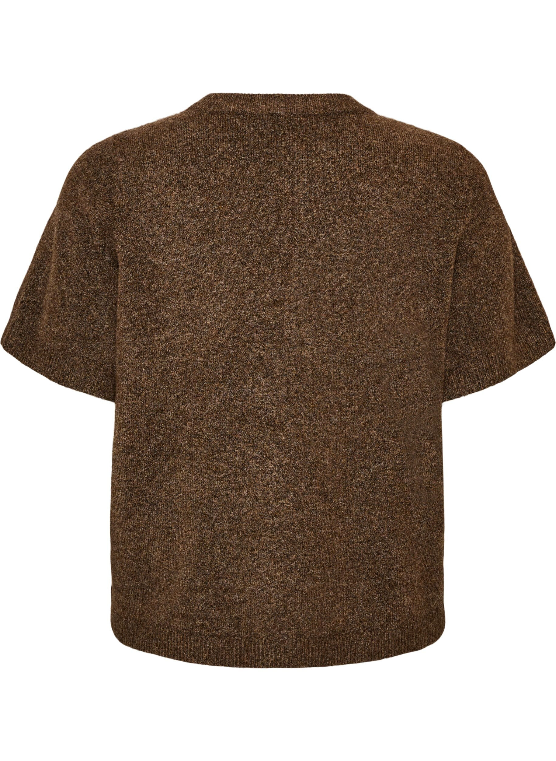 ZizziStrickjacke mit kurzen &Auml;rmeln, Braun, Packshot image number 1