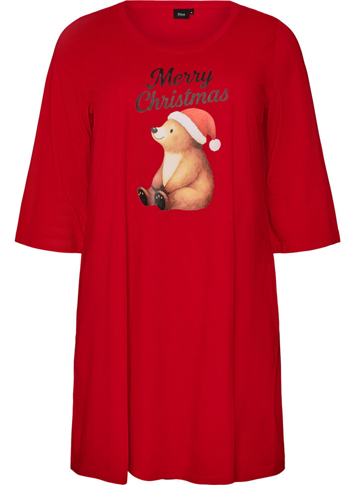 Nachthemd aus Bio-Baumwolle mit Weihnachtsmotiv, Rot, Packshot image number 0