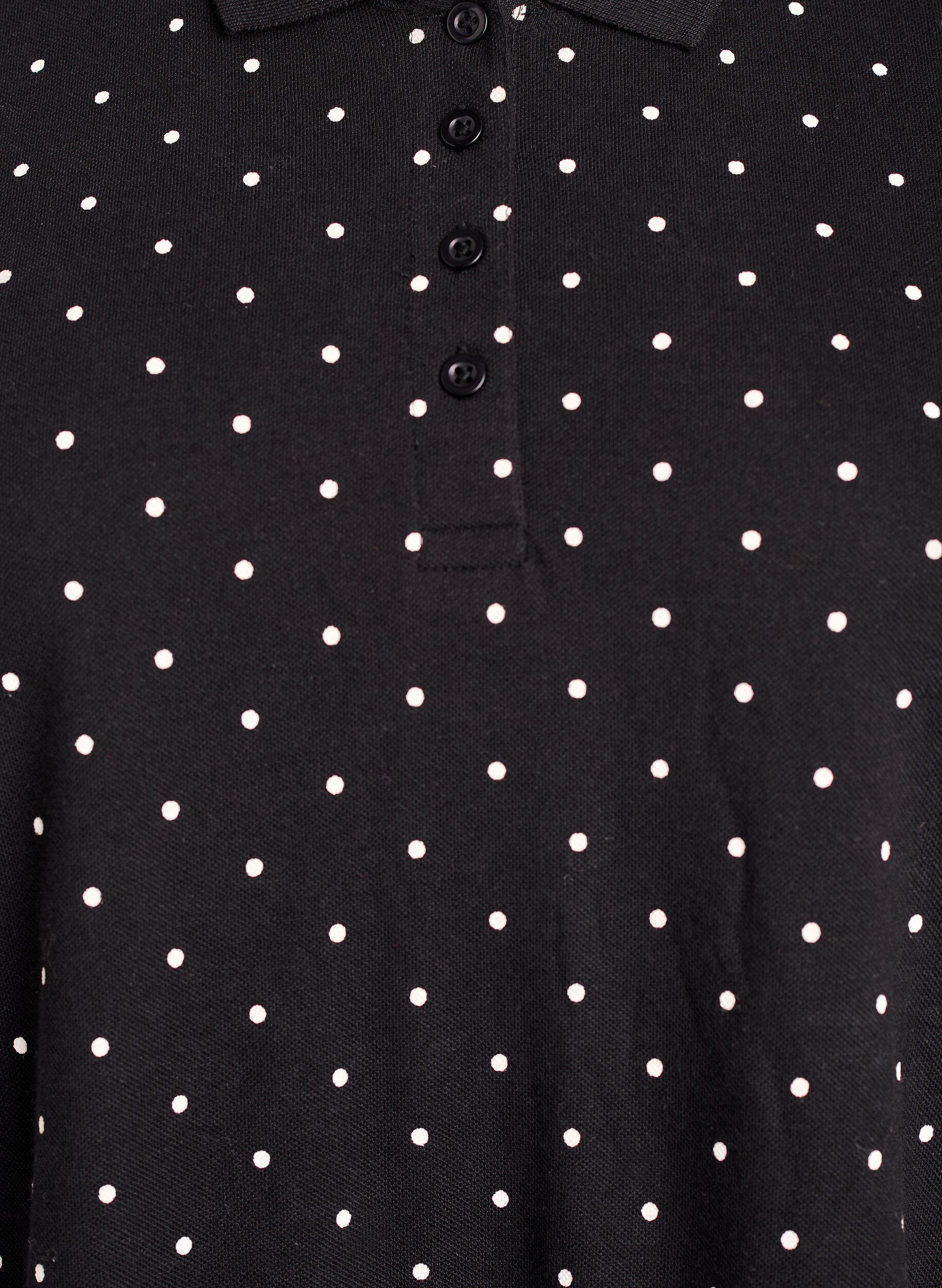 ZizziGepunktetes Poloshirt mit kurzen &Auml;rmeln, Schwarz, Packshot image number 2
