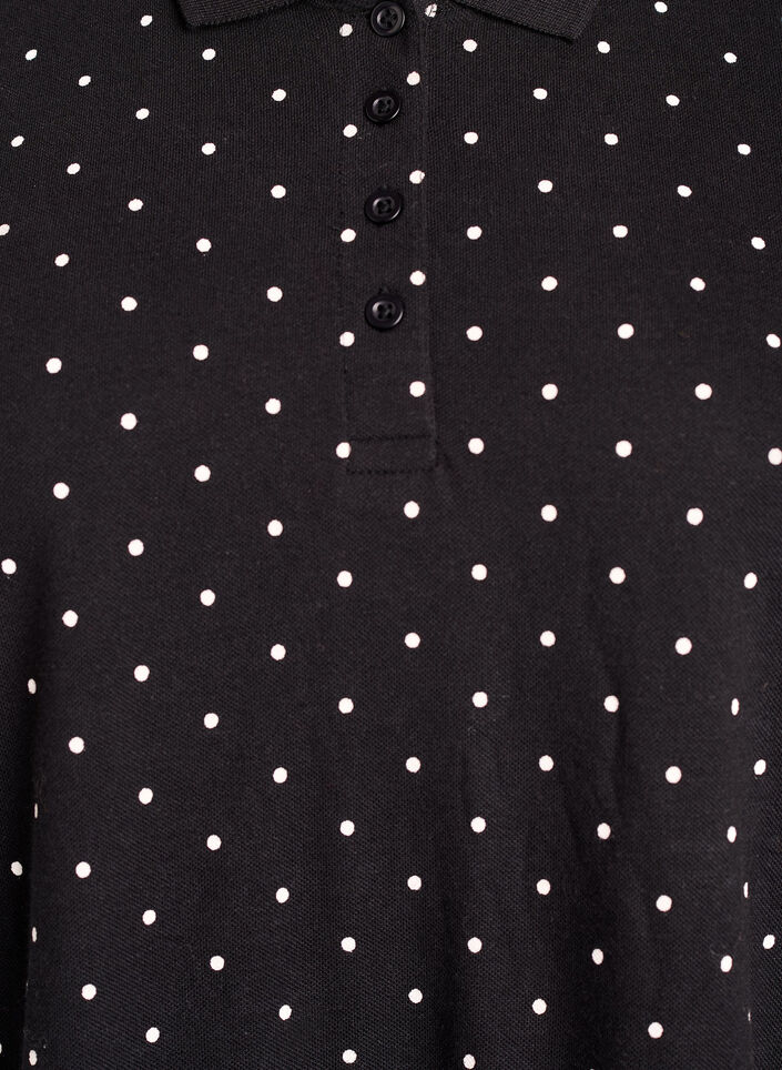 Gepunktetes Poloshirt mit kurzen Ärmeln, Schwarz, Packshot image number 2