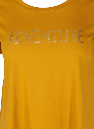 T-Shirt aus Baumwolle mit A-Linie und Aufdruck, Harvest Gold, Packshot image number 2