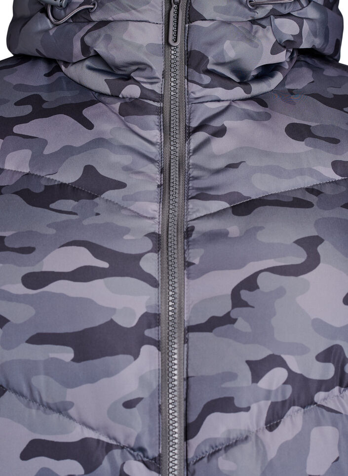 Lange Camouflage-Steppjacke, Grau, Packshot image number 2