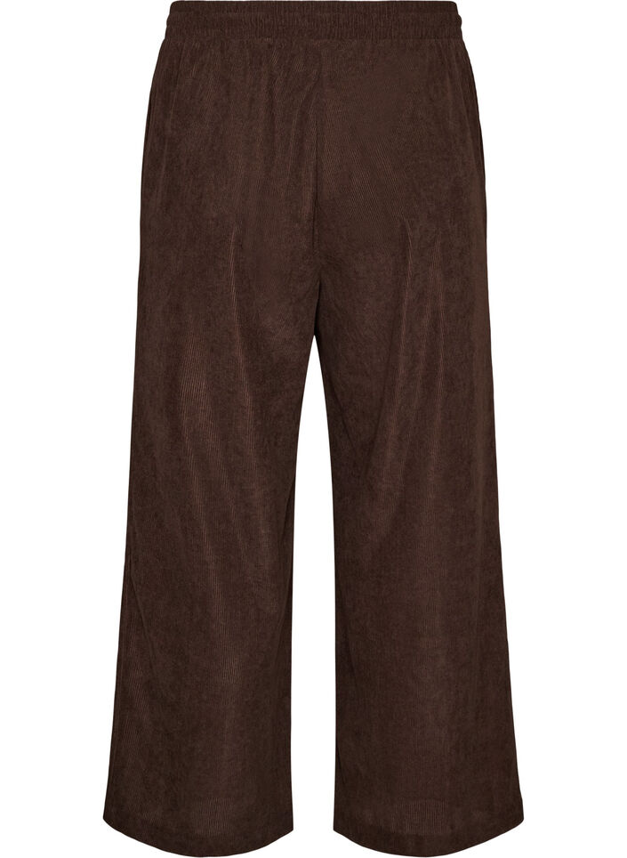 Cordhose mit weitem Bein und hoher Taille, Braun, Packshot image number 1