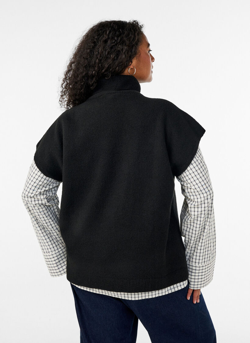 Strickweste mit Rollkragen, Schwarz, Model image number 2