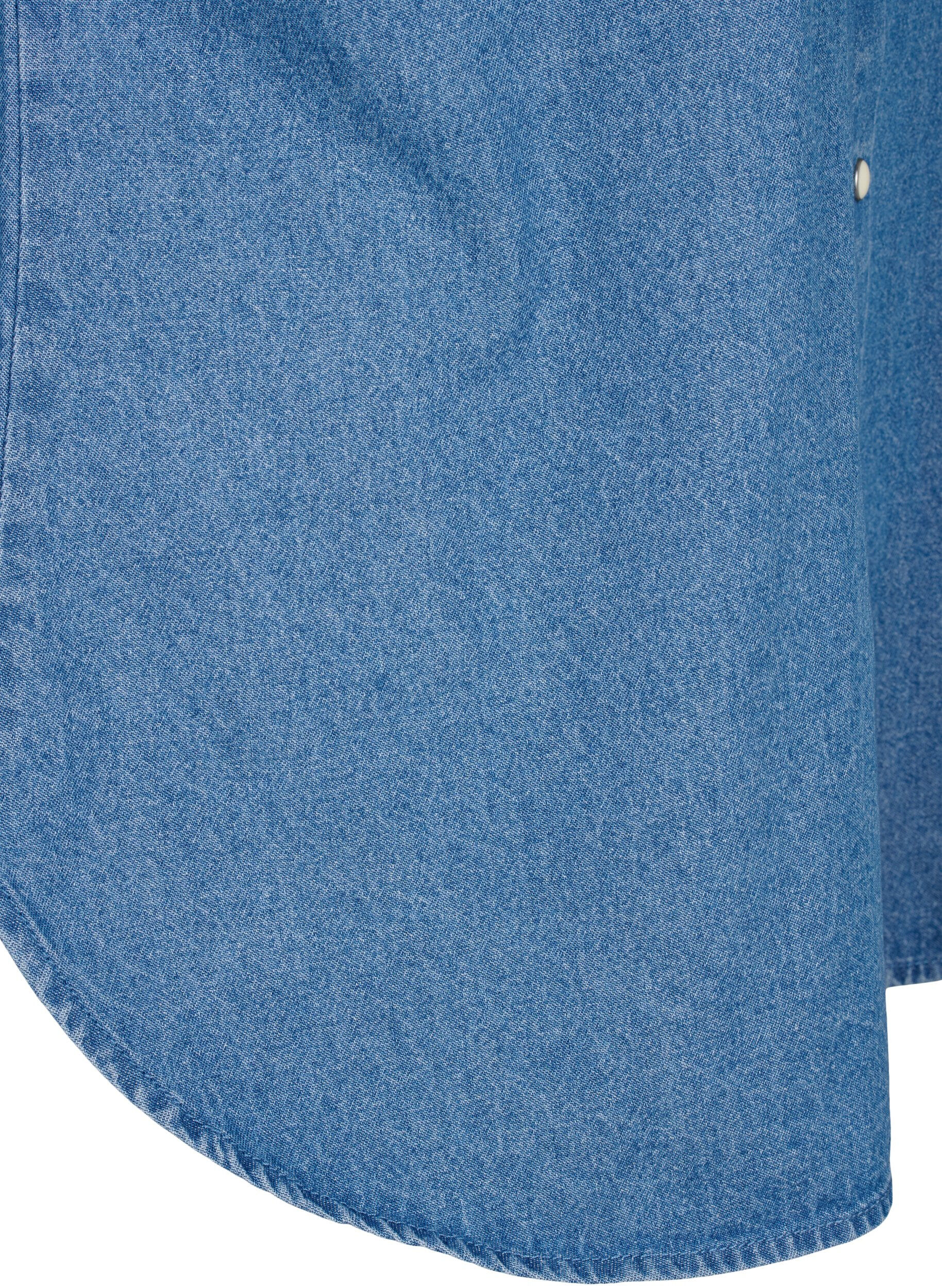 ZizziLang&auml;rmeliges Jeanshemd mit Brusttasche, Light Blue Denim, Packshot image number 3