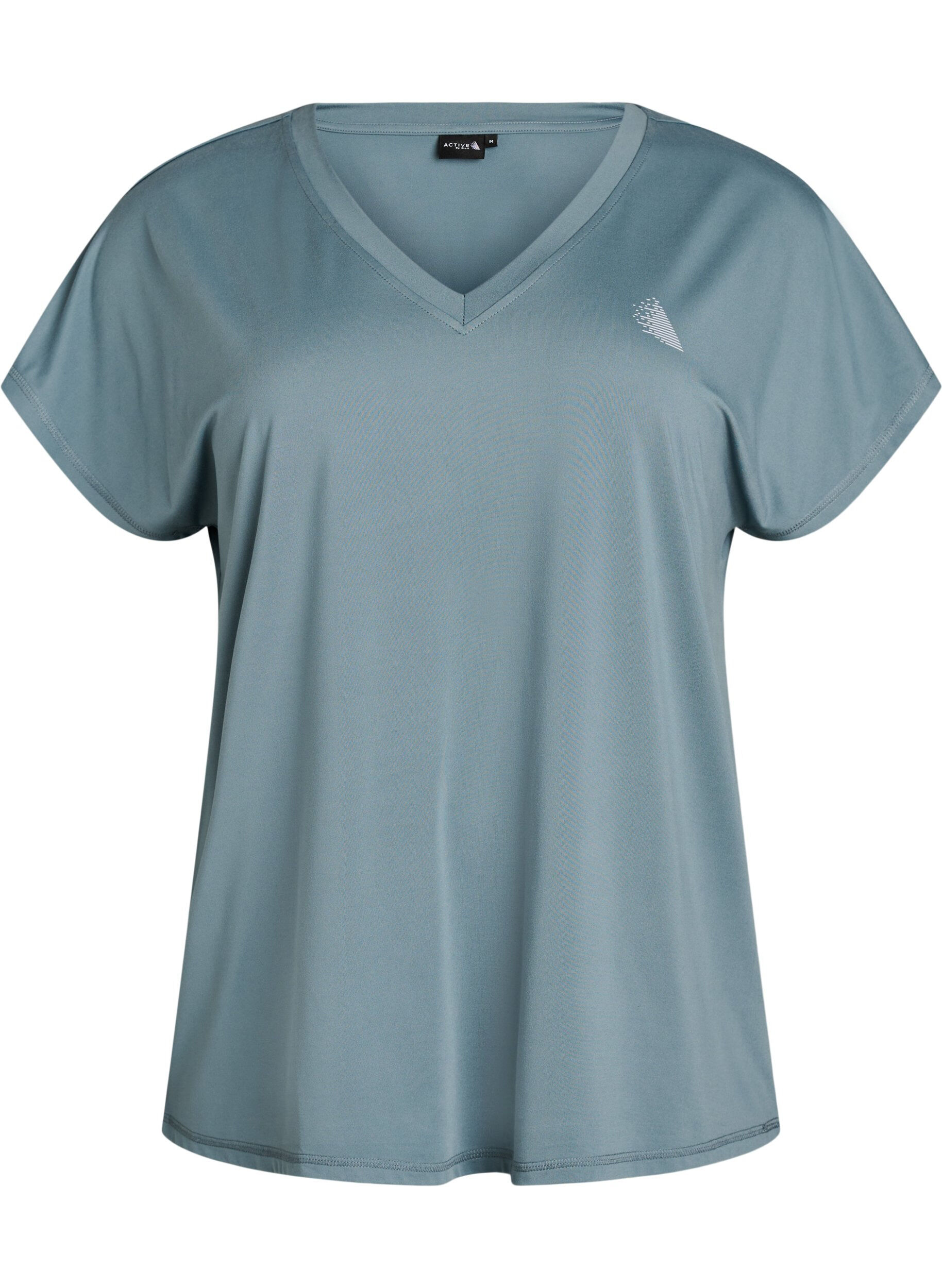 ZizziLockeres Trainings-T-Shirt mit V-Ausschnitt, Grau, Packshot image number 0