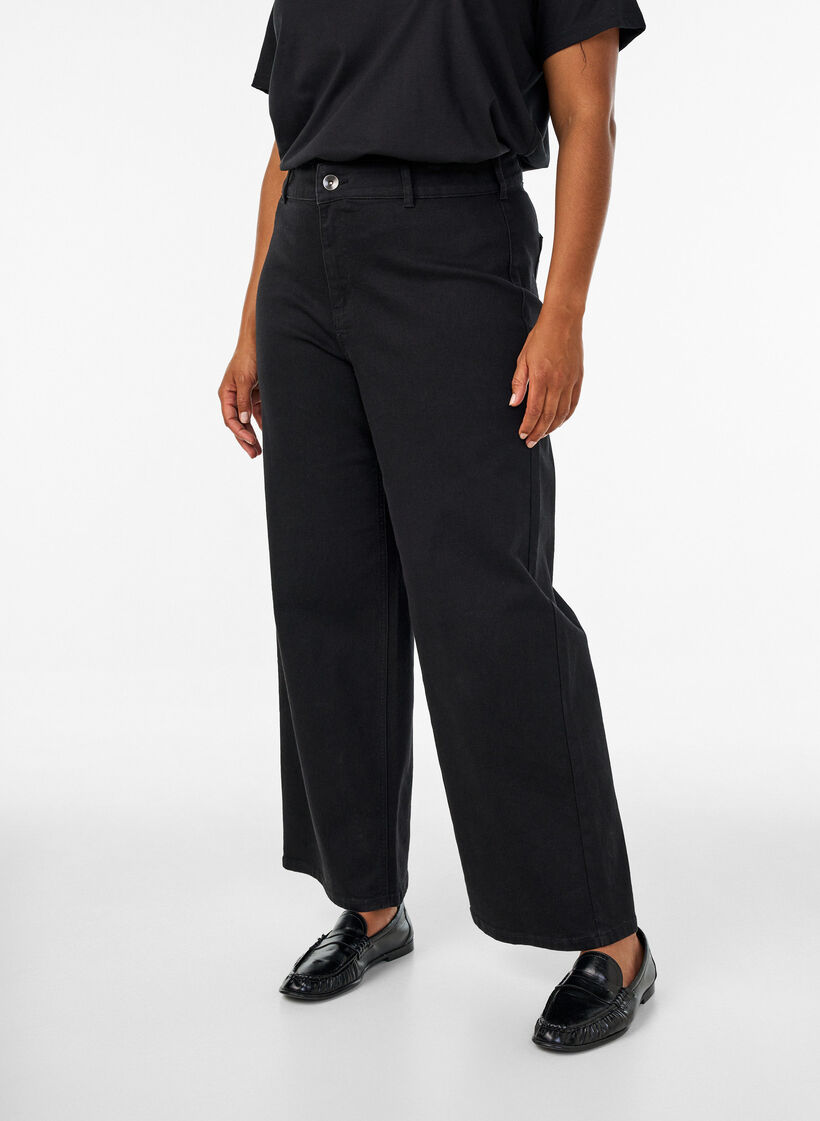 Jeans mit weiter Passform, Schwarz, Model image number 2