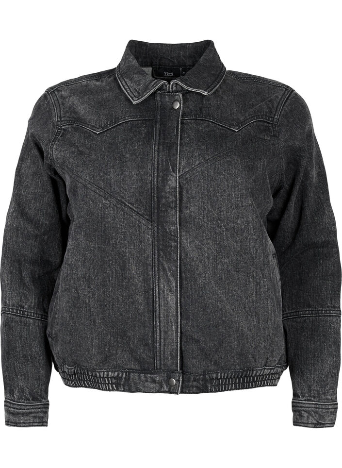 Denim-Jacke mit verdecktem Reißverschluss, Dark Grey Denim, Packshot image number 0