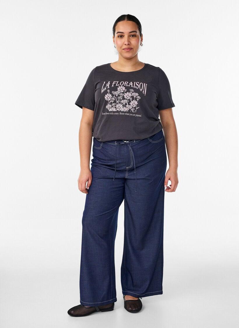 T-Shirt mit Print, Grau, Model image number 1