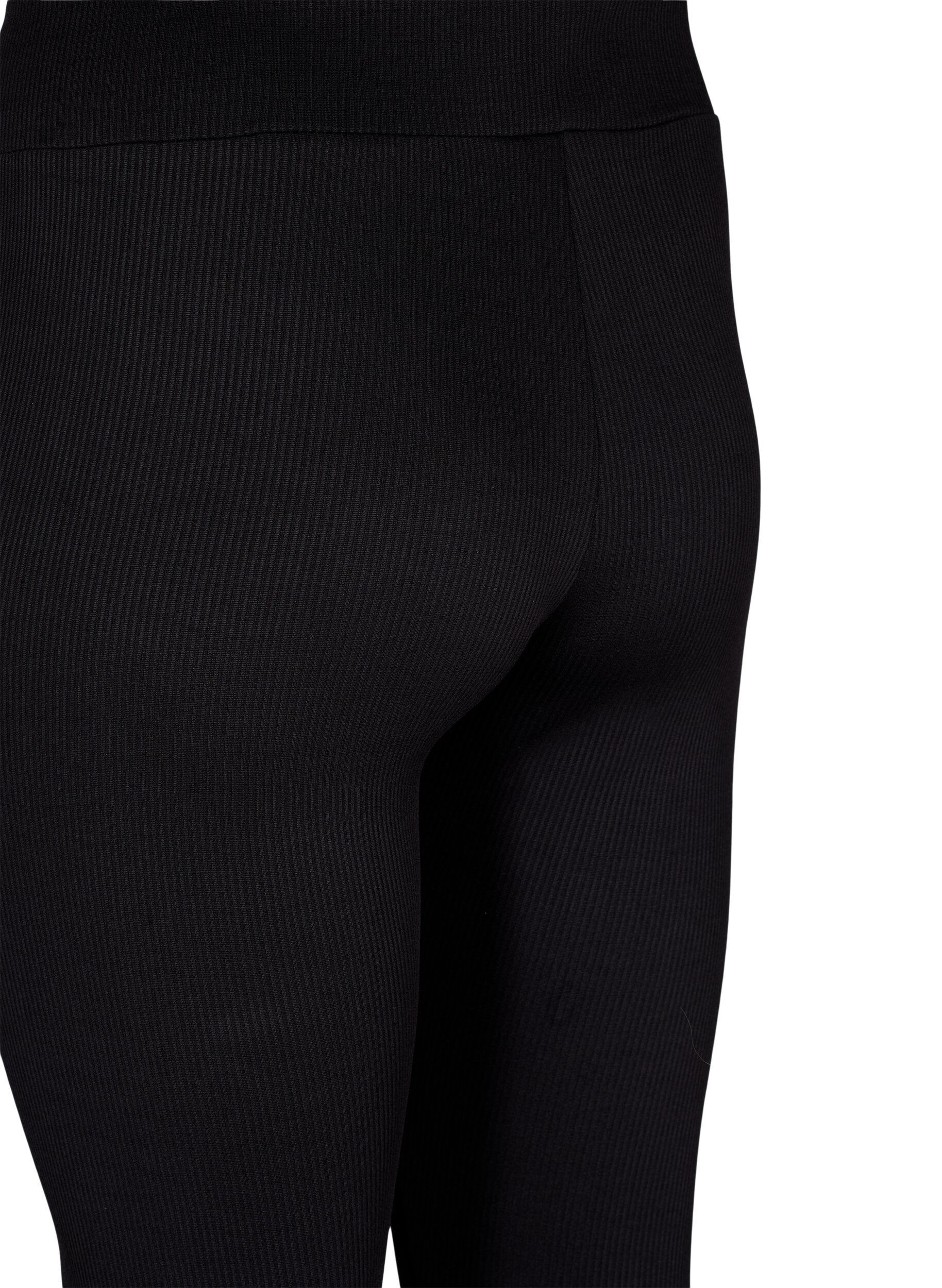 ZizziLeggings mit Stretch Rippstruktur, Black, Packshot image number 3