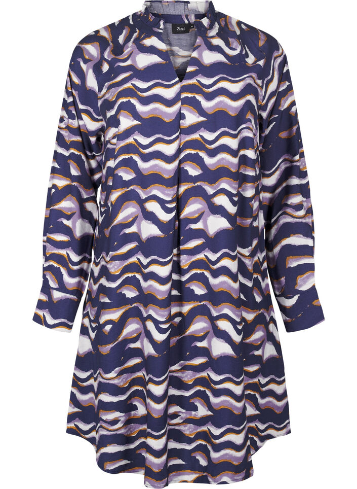 Knielanges Kleid mit Print und A-Linie, Naval Academy AOP, Packshot image number 0