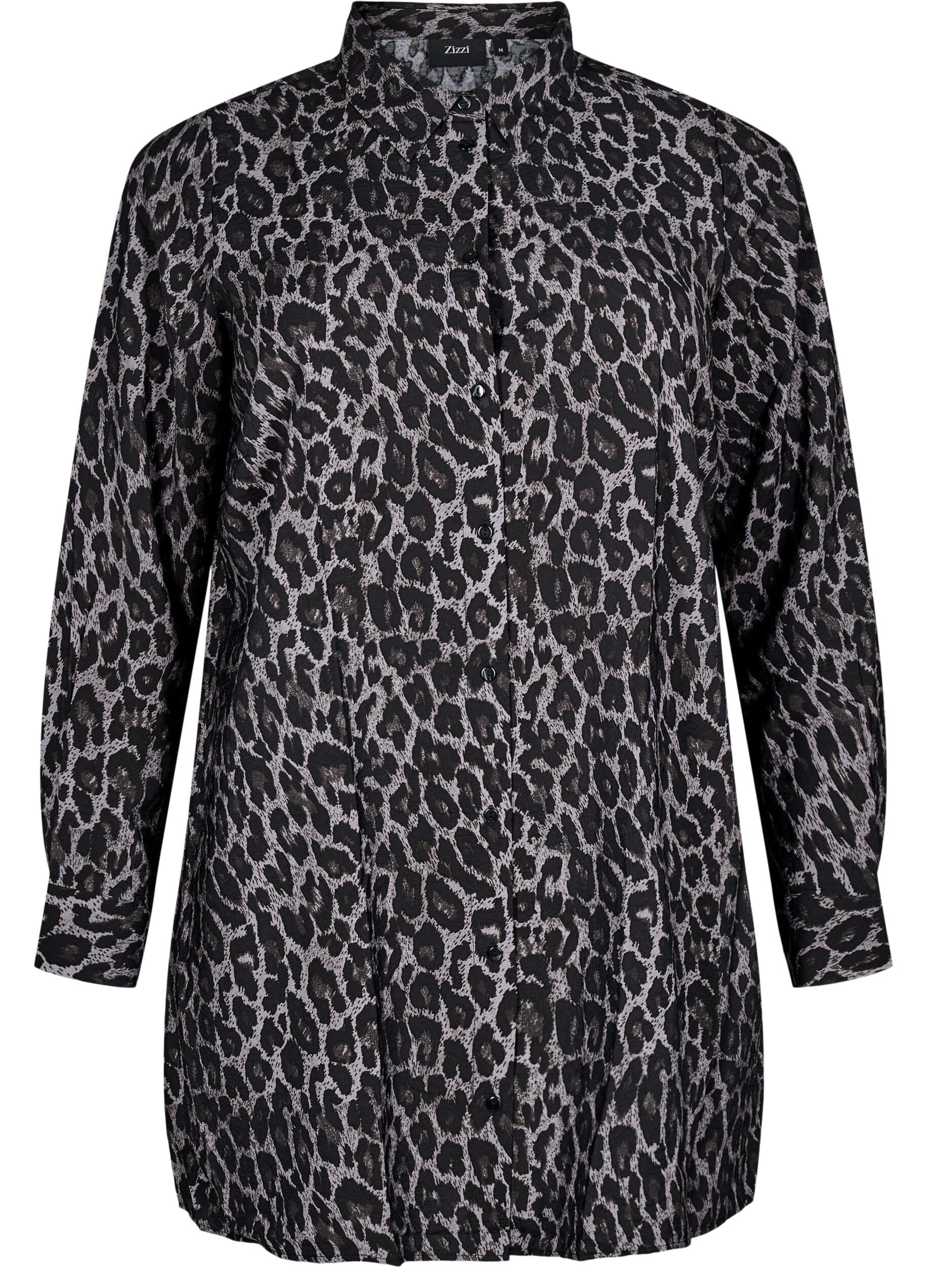 ZizziLange Bluse mit Leopardenmuster, Grau, Packshot image number 0
