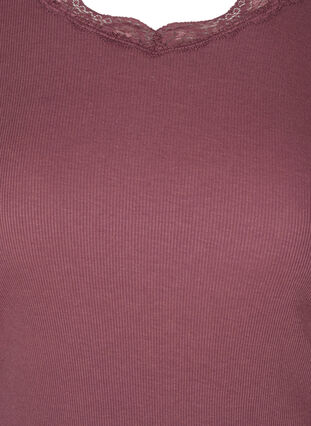 Langarm Bluse mit Rippmuster und Spitzendetails, Rose Taupe, Packshot image number 2