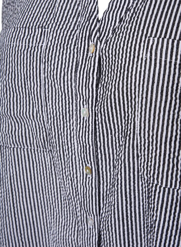Kurzärmeliges Baumwollhemd mit Streifen, Black Stripe, Packshot image number 2