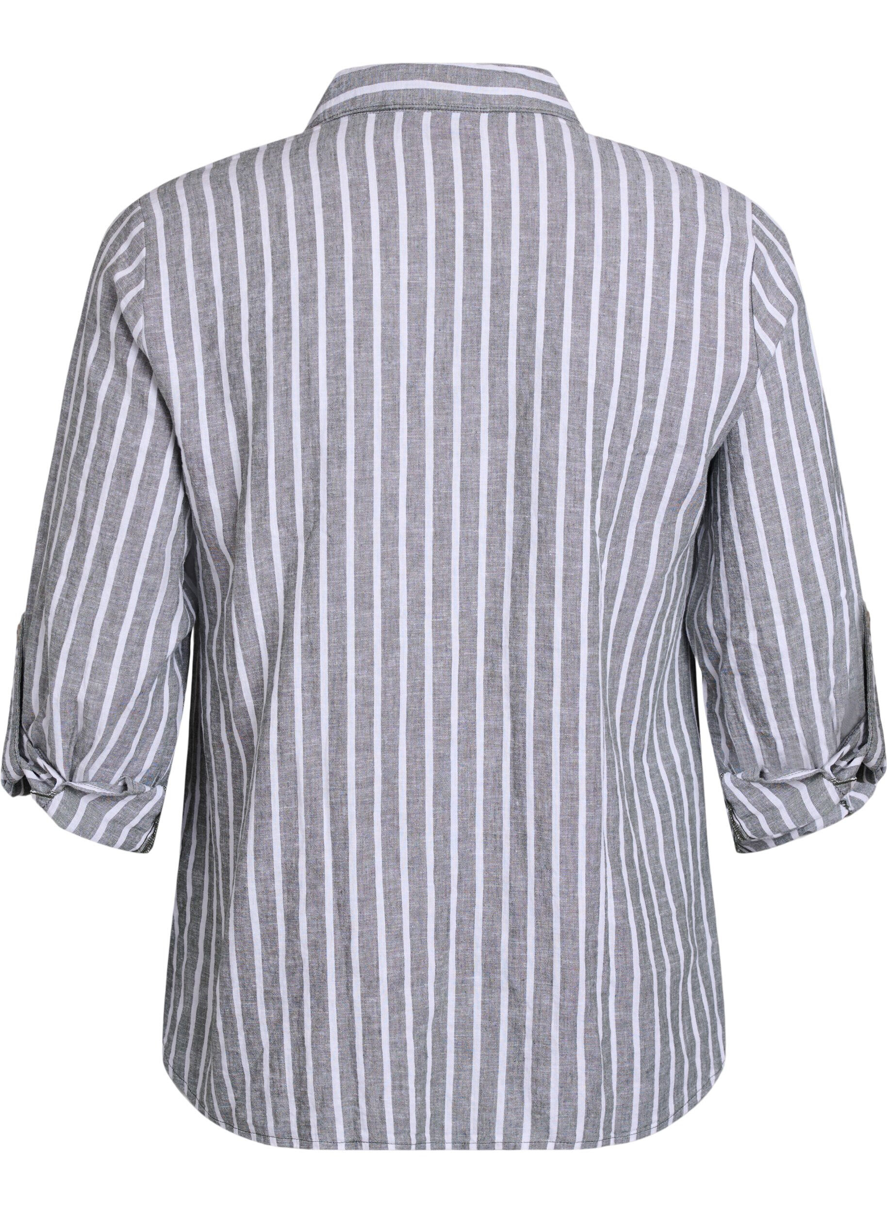 ZizziBluse aus Leinen und Viskose mit 3/4-&Auml;rmeln, Gr&uuml;n, Packshot image number 1